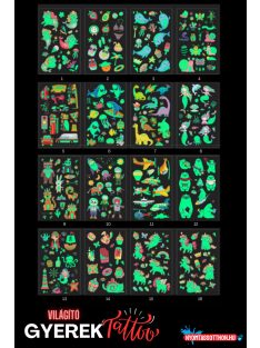   Világító gyerek tetoválás matrica - meselények (többféle)