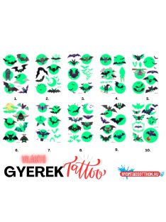   Világító gyerek tetoválás matrica - denevér (többféle)