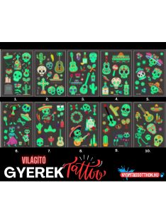   Világító gyerek tetoválás matrica - Mexikó (többféle)