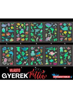   Világító gyerek tetoválás matrica - tengeri élővilág (többféle)