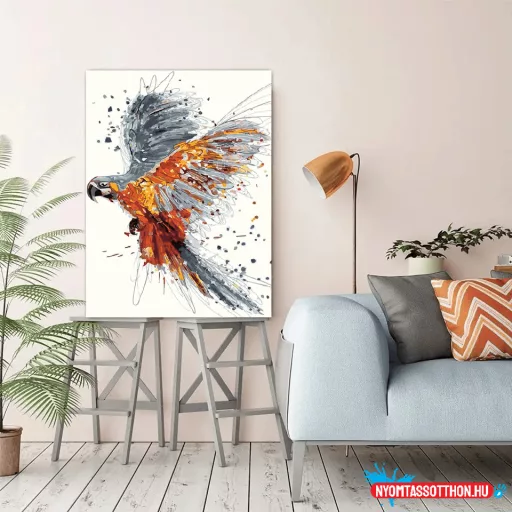 Számos kifestő, 40x50cm, keret nélkül - papagáj