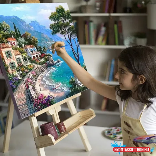 Számos kifestő, 40x50cm, keret nélkül - mediterrán tengerpart