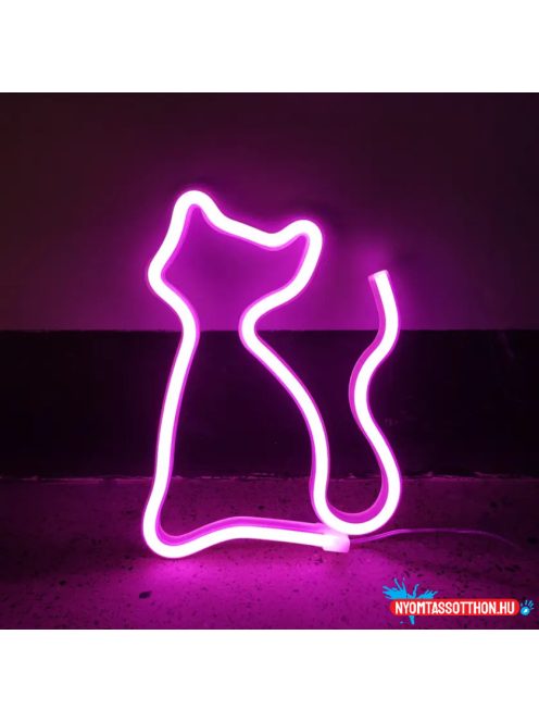 Fali LED-es neon világítás (cica)