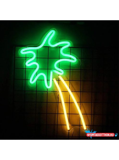 Fali LED-es neon világítás (dőlt pálma, két színű)