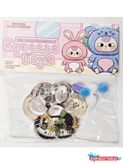 Stressz tappancs Kutyás Cicás  6x6cm-es, pom-pommal, többféle változat 